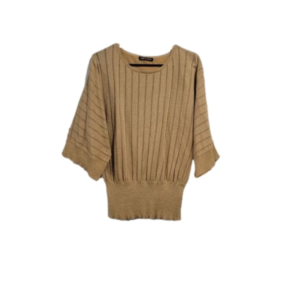 Cable & Gauge Gold Metallic Batwing Sweater